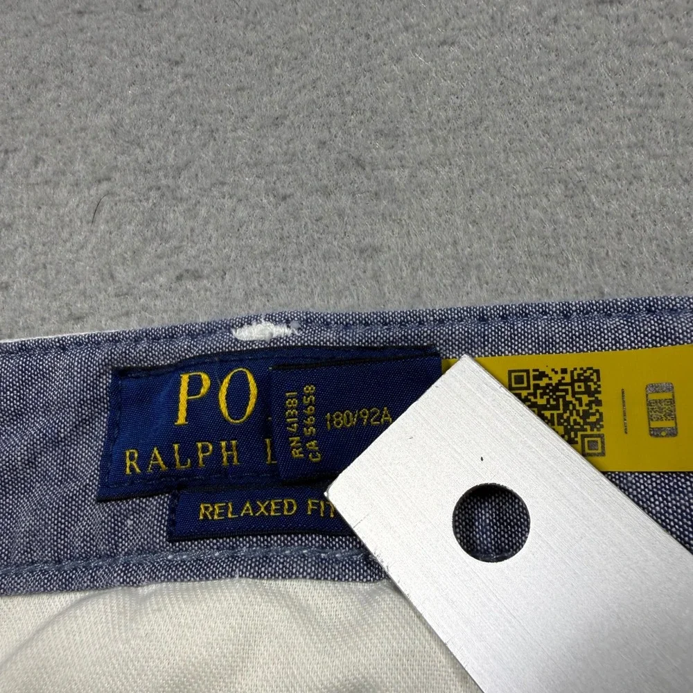 Polo Ralph Lauren Mens Relaxed Fit Chino Shorts White Cotton Size 36